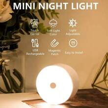 1 Stück Mini Fernbedienung Nachtlicht für Kinderzimmer, tragbare LED wiederaufladbare Nachttischlampe, 3 einstellbare Farben, geeignet für Kinderzimmer, Flur, Schlafzimmer, Badezimmer, Wohnzimmer, Kleiderschrank, einfache Installation, USB wiederaufladbar für Kinder und Erwachsene, Stillen, Schlafhilfe, batteriebetriebenes weiches Nachtlicht, dimmbare warme Nachttischlampe, sanfte Augenpflege