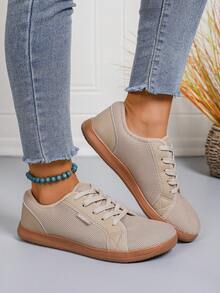 Zapatillas deportivas antideslizantes para mujer - Tenis con cordones planos, fitness, zapatos para caminar - Diseño caqui - Plantilla media blanda MD - Zapatos deportivos para interiores/exteriores de todas las temporadas - Agarre antideslizante, adecuado para gimnasio, correr, viajes - Zapatillas de tenis fáciles de limpiar - Zapatos ligeros y estables para mujer, equipo deportivo casual, tela transpirable, diseño duradero, para entusiastas del fitness