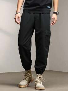 Men's Outdoor Sports Casual Multi-Pocket Drawstring Waist Capri Pants, Work Pants