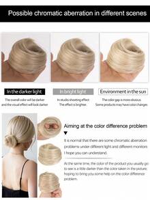 Hair Bun Extension Messy Fluffy Bun With Elastic Band Hair Bun Synthetic Hair Elastic Rubber Band For Women Girls Stretchy Hairpieces - Gold - View 7