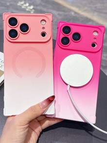 Funda de teléfono magnética de lujo con degradado anti-caída compatible con iPhone 17 16 15 14 13 Pro Max Plus, funda protectora simple y linda a prueba de golpes