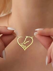 1pc Customized Running Horse Name Necklace, Unisex Stainless Steel Animal Pendant Necklace, Personalized Jewelry Gift - Multicolor 2 - View 10