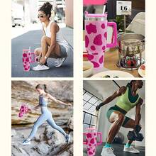 Vaso De 40oz Acero para café, taza grande, taza de viaje con tapa, aislamiento al aspiradora, bebidas calientes y frías, pajita y cepillo de limpieza, taza de viaje isotérmica de acero inoxidable reutilizable con diamantes Taza isotérmica de acero inoxidable / hervidor al vacío de acero inoxidable degradado en varios colores, como regalo navideño para novias, familias,Vaso de 40 oz con asa Nuestra botella de agua con asa es un regalo perfecto para aniversarios de bodas, cumpleaños, Día de San Valentín, Día del Padre, Día de la Madre, graduación, Acción de Gracias, Navidad, etc. - Rosa leche-rosa leche - Ver 5