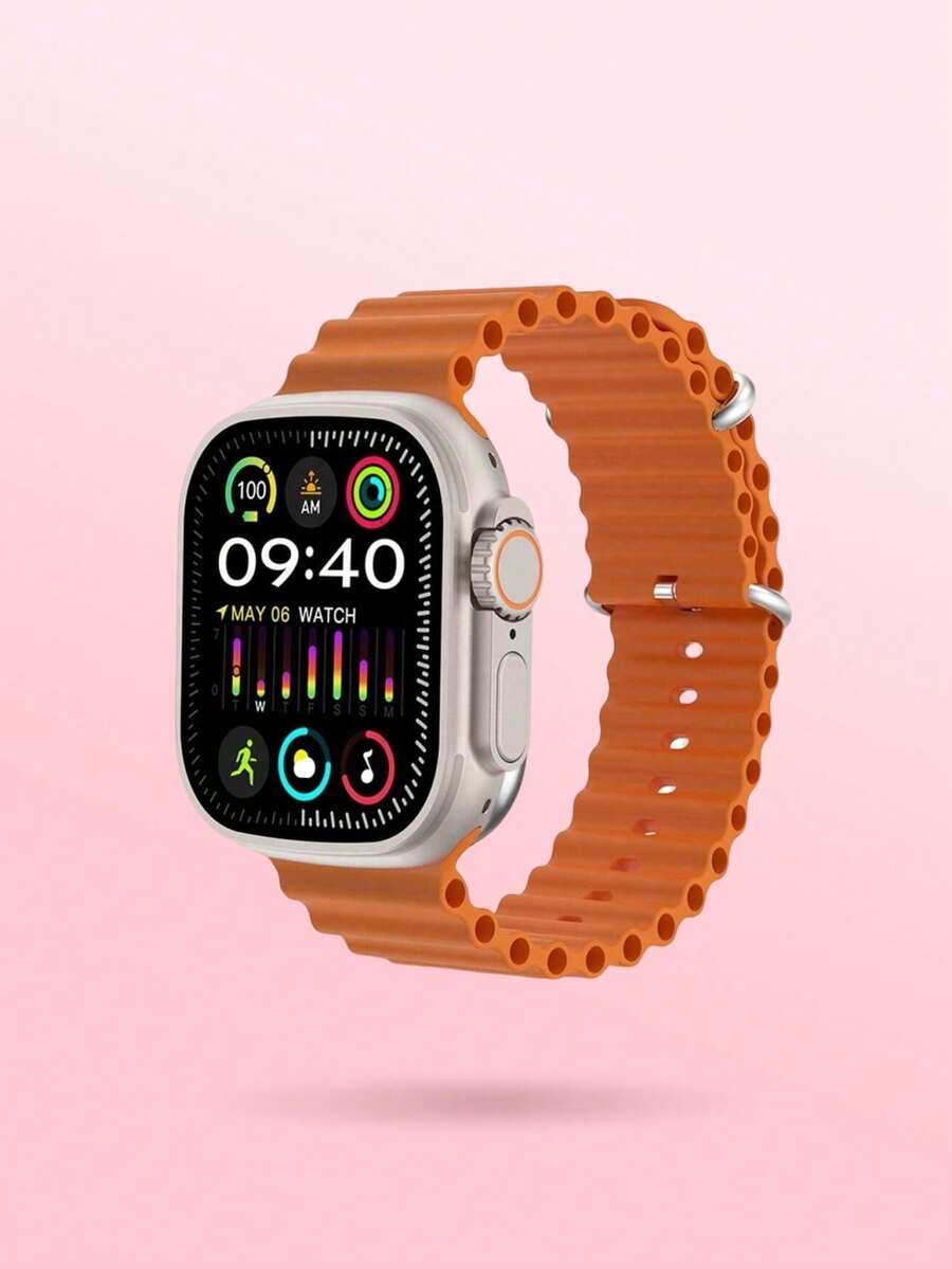 Microwear Smart Watch For Men Women,Heart Rate/Blood Oxygen/Sleep Monitor, Pedometer, Calories Activity Trackers 100 Sports Modes, 2.01" HD Touchscreen Fitness Watch For Android IOS,Extra-Long Battery Life - Orange - View 1