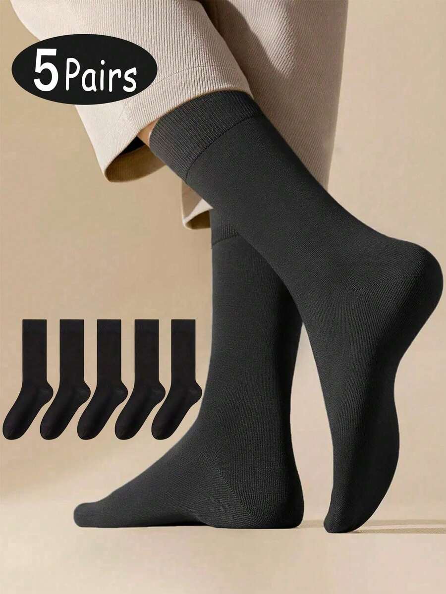 5 Pairs Men's Autumn/Winter Mid-Calf Socks, Black Sports Socks, Personalized Socks, Women's Mid-Calf Socks, Compression Socks, Sports Socks, Hiking Socks, Yoga Socks, Running Socks, Non-Slip Socks, Breathable Socks, Fitness Socks, Outdoor Socks, Socks, Holiday Socks, Wedding Party Socks, Family Matching Socks, Limited Edition Socks