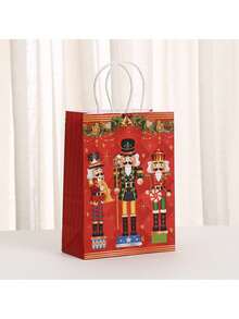 6/12/18 piezas, Bolsa de tela con estampado de Cascanueces, Bolsa de regalo para fiesta de Navidad, Bolsa de papel kraft con dibujos animados, Suministros para fiesta de Navidad - Multicolor - Ver 4