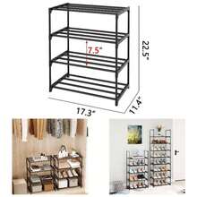 Small Stackable Shoe Rack, Narrow Shoe Stand, Metal Shoe Storage Shelf 6 - 8 Pairs Of Shoes Entryway And Closet Hallway3 - Tier, Black