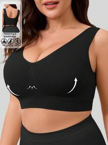 1 قطعة حمالة صدر لياقة بلا حواف لا سلكية قابلة للتعديل، حمالة صدر رياضية مريحة للنساء ذوات الحجم الكبير