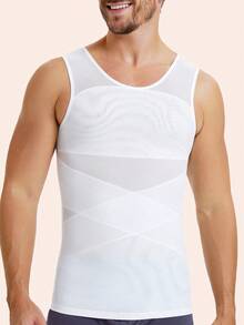 Men Slimming Vest Tummy Control Body Shaper Tank Top - 白色 - 查看 14