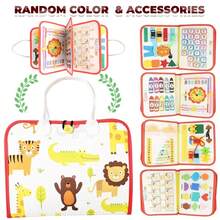 婴儿翻转学习板，感官发展活动板，多功能触觉玩具，可拆卸婴儿忙碌板，拼图学习玩具，培养认知能力 - 彩色 - 查看 16