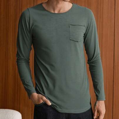 Playera manga larga long fit IMPALA casual para hombre con bolsillo frontal | playera manga larga hombre, playera casual hombre, playera con bolsillo,