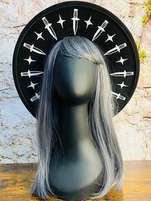 BREITER 1 件女式 Y2K 复古哥特式女巫帽,黑色印花涤纶毡帽,带有精致五角星和蕾丝花边,适合万圣节、圣诞节、化妆舞会、节日礼物 - 平簷禮帽 - 查看 30