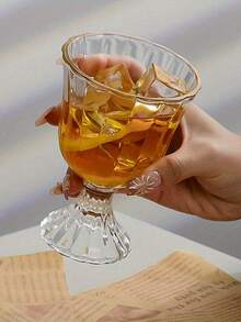 1 件复古山茶花玻璃高脚杯、香槟/葡萄酒杯、饮料杯、饮水杯 - 彩色 - 查看 5