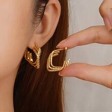 1 Pair Minimalist Multi-Layer Stainless Steel Earrings, Versatile For Women Daily Wear And Dates