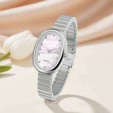 Women's Elegant Fashion New Steel Band Oval Case Quartz Wrist Watch