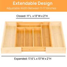 Expandable Bamboo Kitchen Drawer Organizer – Adjustable Cutlery Tray For Utensils, Silverware, And Flatware – 5 To 7 Slots Bamboo Drawer Divider For Kitchen Storage (Natural Wood) - Wood - View 2