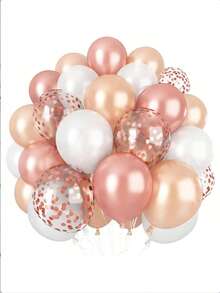 41个/套玫瑰金气球，10/12英寸玫瑰金气球，香槟白带彩纸气球，适用于婚礼、婴儿派对、女孩生日、订婚、新娘送礼会 - 彩色 - 查看 1
