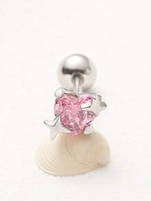 1pc Pink Series Bow & Flower Zirconia Encrusted Super Shiny 316 Titanium Steel Ear Cartilage Piercing Jewelry, Suitable For Gifts/Holidays - Multicolor - View 4