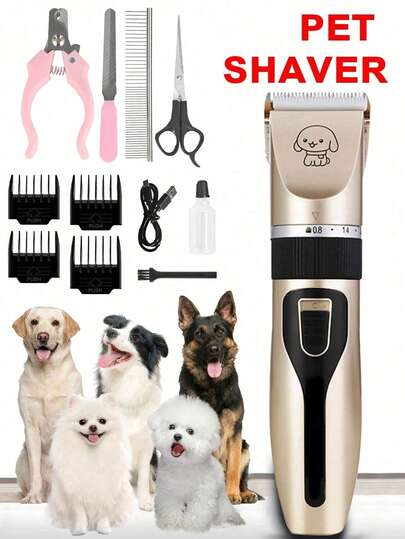 Cortadora de pelo para perro recargable por USB, kit inalámbrico para arreglar mascotas, cortadora de pelo para gatos, herramientas de aseo para mascotas