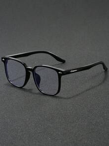 1 Pair Men's PC Square Large Frame Rivet Personalized Clear Lens Glasses, Fashionable Versatile, Suitable For Business Meetings, Fashion Outfits, Party Gatherings, Computer Office Work, Computer Gaming - Multicolor - View 1
