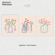 Frameless, 3 Pieces/Set Of Minimalist Lines, Plants, Flowers, Wall Art Decorative Paintings, Abstract Plant Flower Art Canvas Posters, Modern Prints, Room Decorative Hanging Paintings, Living Room Art Decorative Illustrations, Modern Home Wall Art Decorative Prints, Ideal Home Gift Creativity, Suitable For Living Room Study Bedroom Corridor Art Decorative Paintings
