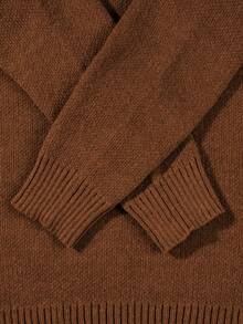 ANDREILEE Men's Slim Fit Streetwear Solid Color Long Sleeve Sweater, Casual Crew Neck Lightweight Pullover Knitted Top, Suitable For Spring, Autumn And Winter - Brown - View 10