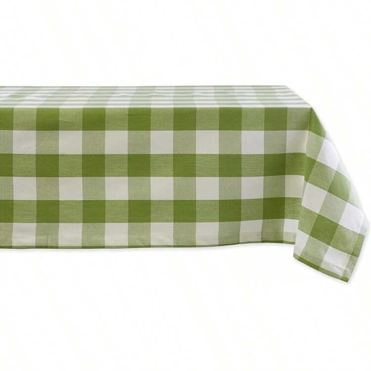 Buffalo Check, Mantel clásico de Granja, Mantel, 60 x 104, Verde Antiguo - Verde envejecido - Añade 12