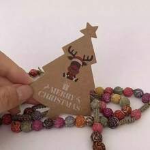 120 pièces Étiquettes cadeaux en papier kraft imprimées d'étoiles et d'arbres de Noël, décoration d'emballage de cadeau de cuisson, fournitures de fête