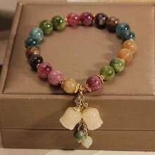 Rainbow Tourmaline Bracelet Niche Luxury Lily Of The Valley Pendant Bracelet Bestie Birthday Gift