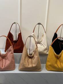 Geantă tote din pluș cu capacitate mare, geantă de mână pentru navetiști, geantă de umăr personalizată nouă în stil Ins 2025 pentru femei