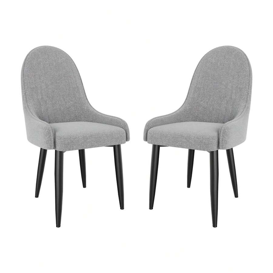 Dining Chairs Set Of 2, Modern Upholstered Fabric Kitchen Chairs, Dining Table Chairs With High Back And Metal Legs - Grey - View 1