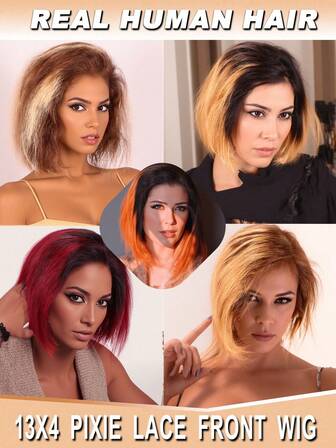 2025 Nya 13x4 HD Transparent Lace Frontal Korta Bob Peruker Naturligt Äkta Hår Limfria Pixie Peruker För Pixie Cut Hög Densitet Moderiktig Peruk Äkta Hår