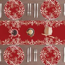 Winter Christmas Red Snowflake Christmas Tablecloth And Placemat Table Decoration For Home Kitchen Dining Holiday Home Decoration Products Multiple Sizes Available - Multicolor - View 7