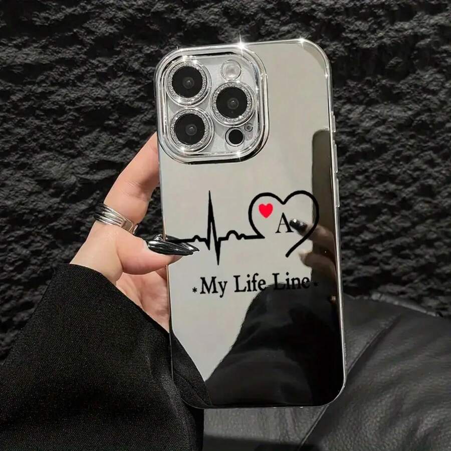 Elegante espejo para teléfono con diseño de la letra A del ECG. Compatible con teléfonos móviles 16 Pro, 16, 15 Pro, 14 Plus, 13 y 12 Pro. Diseño resistente a caídas. Funda protectora de lujo. - Colores mixtos 1 - Ver 1