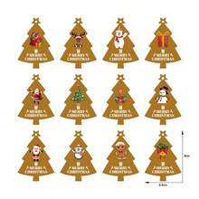 120 pièces Étiquettes cadeaux en papier kraft imprimées d'étoiles et d'arbres de Noël, décoration d'emballage de cadeau de cuisson, fournitures de fête