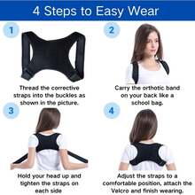 Corector de postură reglabil unisex, suport respirabil pentru spate cu bretele pentru umeri, îmbunătățirea posturii pentru bărbați și femei, utilizare pe termen lung pentru o postură mai bună, corector de postură pentru spate pentru bărbați și femei - suport spinal complet reglabil cu suport pentru gât, umăr, claviculă și partea superioară a spatelui - design ergonomic pentru birou - Negru - Vizualizare 6