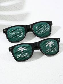 一副中东沙特阿拉伯“我爱沙特”贴纸时尚派对眼镜 - 黑色 - 查看 10