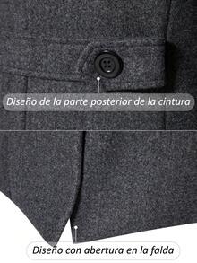 Abrigo largo para hombre de gabardina, abrigos para hombre en colores caqui negro gris con doble fil a de botones, elegante y formal para ocasiones especiales - Gris Oscuro - Ver 7