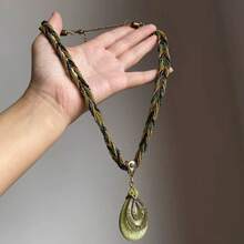 Bohemian  Green Wrapped Necklace Design Sense Water Pendant Choker Personality Fashion Neck Jewelry - Mặt dây chuyền hình ngôi sao tám cánh bằng vàng XL0265 - Xem 1