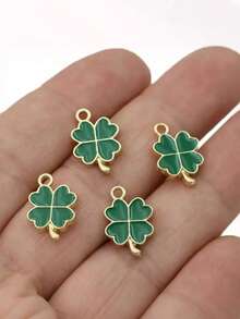 5-20pcs Alloy Enamel Lucky Four-Leaf Clover Flower Pendant, Green Four-Leaf Clover Flower Pendant, Multi-Color Four-Leaf Clover Pendant, Suitable For Making Jewelry, Earrings, Necklaces, Bracelets, Anklets, Phone Straps, Keychains, Bag Charms, Ideal For Holiday Gifts, New Year, Christmas, Halloween - Accessories - View 1