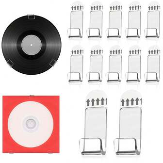 6/12/18Pcs Vinyl Wall Mount,Acrylic Shelves,Vinyl Shelf,Vinyl Record Wall Mount Display Holder No Screws,Self Adhesive Clear Acrylic Vinyl Record Hangers Stylish Acrylic Album Holder For Home And Office
