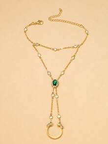 1 buc. Brățară de lux la modă cu cristal verde pentru femei, accesoriu de bijuterii, potrivită pentru ținute de petrecere de sărbători