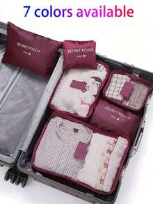 6pcs/1set Travel Storage Bags, Luggage Organizer, Large-Capacity Storage Bag, Cosmetic Bag, Toiletry Bag, Luggage Bag, Multiple Colors Available, Portable, Large Capacity, Waterproof, Dustproof, Foldable Storage Bag, Suitable For Storing Clothes, Shoes