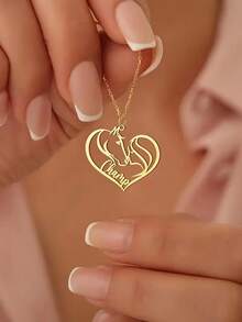 1pc Customized Running Horse Name Necklace, Unisex Stainless Steel Animal Pendant Necklace, Personalized Jewelry Gift - Multicolor 1 - View 7