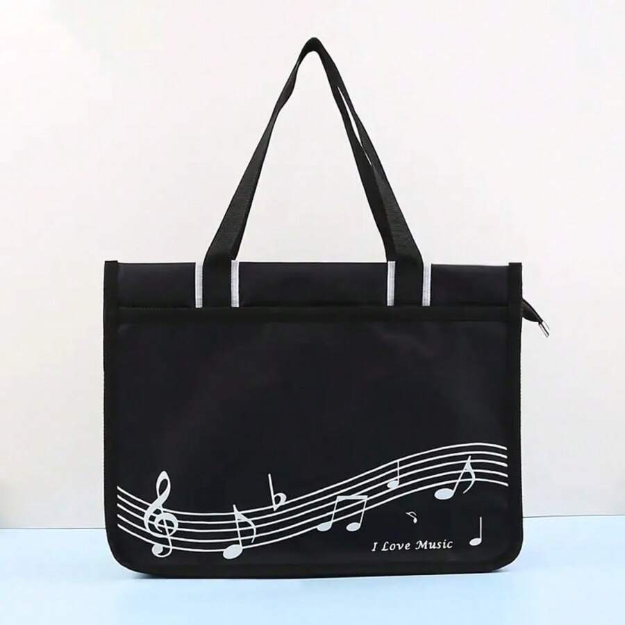 1pc Music Note Sheet Music Bag, Large Capacity Waterproof Sheet Music Bag For Students, Shoulder Handbag For Music Class, Music Notation Bag, Music Learning Travel Bag, Music Accessory Organizer, Durable And Spacious, Suitable For Music Classroom, Performances, Outdoor Activities, Teaching, Band Gear, Music Gifts, Back To School Gifts, Birthday Gifts, Holiday Gifts
