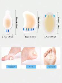 18 片装凝胶水泡绷带,适用于脚跟、脚趾的缓冲垫,防水水胶体绷带,足部护理必需品|灵活的脚跟保护器(无盒) - 米色 - 查看 5