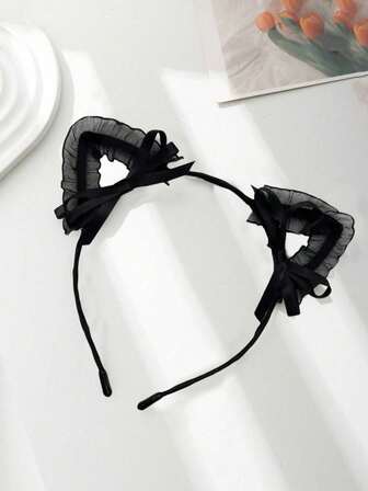 1pc Plush Cat Ear Headband With Bell, Adorable Rabbit Ear Hair Hoop, Kawaii Japanese Style, Suitable For Photo Taking