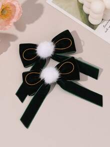 2/8pcs Velvet Hair Bows For Girls Brown Red Hair Clips With Tail Plain Bow Hairpins Vintage Barrettes For Autumn Winter Casual Daily Headpiece Kids Baby Hair Accessories - Multicolor - View 14