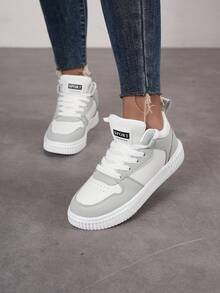 1 Pair Lightweight Thick-Sole Fashionable Casual Sneakers, Suitable For Campus, Street, Outdoor, High-Top Ankle Support, Unisex College Student Couple Sports Shoes