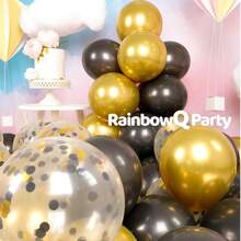 15/30pcs Black & Gold Balloon Set, 10inch Latex Balloons For Graduation, Anniversary, Wedding, Birthday, New Year Celebration Party Decorations - Multicolor - View 4